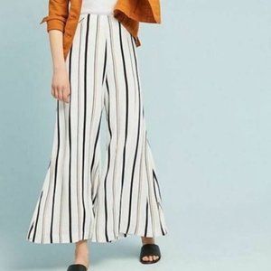 Anthropologie ett:twa Size 0 Cream with Tan and Black Stripe Pallazo Pants